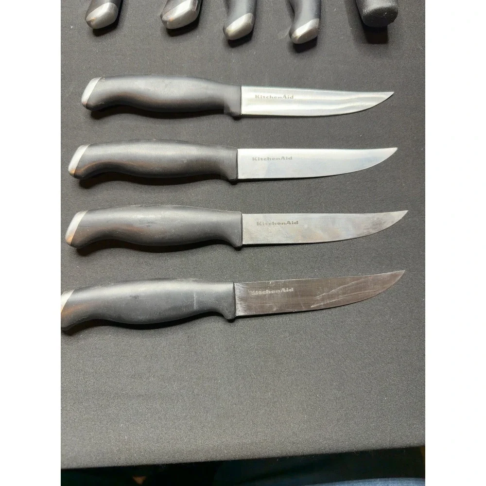 KitchenAid 12 Pc Knife Block Set Chef Utility Steak Knives Scissors Sharpener